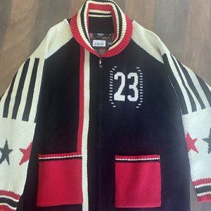 Jaded London Team 23 Knitted Zip Through Collegiate Jumper